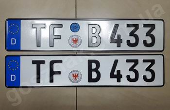Номерні знаки Польщі, Литви, Німеччини - оригінальними шрифтами потрібної країни